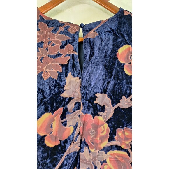 LOVERICHE Dark Floral Velvet Burnout Knee Length Tunic Top Sz M Boho Western - Picture 10 of 12